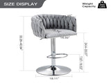360&deg Fabric cover Swivel Bar Stools Set of 2, Adjustable Counter Height Bar Chairs with Woven Back & W2215P184994