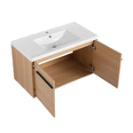 ZUN LEVISTAR Oak 36 Inch Bathroom Vanity with resin Countertop Sink, 2 Doors Bathroom Cabinet Set W1972P165045