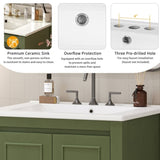 24" Vintage Style Small Bathroom Vanity with Ceramic Sink, 2 Soft-close Doors, Adjustable Shelf N729P292015F