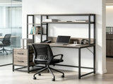 60" Tall Computer Desk, Writing Table with 2 Drawers & Open Storage Shelves 58114459