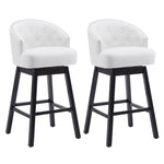 ZUN 33.25" Swivel Counter Stools Set of 2, Upholstered Counter Height Bar Stools with Solid Rubber Wood N780P185530B