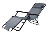 Portable Dual Purposes Extendable Folding Reclining Chair Grey 73061425