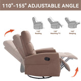 Manual Recliner Chair with Rocker and Swivel in Fabric for Living Room, Brown W3224P289292