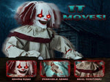 5.7ft Standing Balloon Clown Halloween Decor with Red Flashing Eyes, Vibration & Clown Sound, 56630086