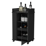 Lusk Bar Cart with 2-Bottle Holder Shelf, Glass Door and Casters B128P176152