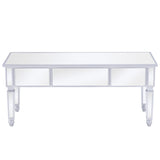 ZUN Mirrored Coffee Table with LED Lights and 3 Drawers, Rectangle Modern Cocktail Table for Living Room 01211866