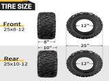 Set of 4 ATV UTV Tires 25x8-12 25x8x12 Front & 25x10-12 25x10x12 Rear 6PR 71068425