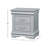 Wooden Nightstand with 2 Drawers in Platinum Finish B016P256195