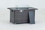 ZUN 44" Gas Propane Fire pit Table Rectangle 50,000 BTU with 8mm Tempered Glass Tabletop & Blue Stone& W349P144777