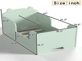 Toddler Floor Bed Frame, Cot Bed for Boys and Girls Ages 3-6, Bear Shape Toddler Bed, Green W1580P373256
