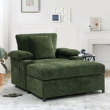 Modern Oversized Chair with Ottoman,Chenille Fabric Sofa Bed,Accent Chair Comfy Sofa with Cupholders W2606P255581