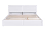 Queen Size Storage Platform Bed with Pull Out Shelves and Twin XL Size Trundle, White 31091386