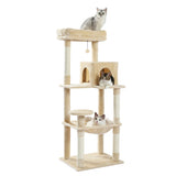 ZUN Luxury Cat Tree Cat Tower with Sisal Scratching Post, Cozy Condo, Top Perch, Hammock and Dangling 35162292