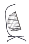 ZUN Outdoor Garden Rattan Egg Swing Chair Hanging Chair Light Gray Cushion W874126284