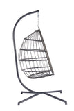 ZUN Outdoor Garden Rattan Egg Swing Chair Hanging Chair Light Gray Cushion W874126284