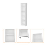 White 5-Shelf Slim Bookcase B062P175814