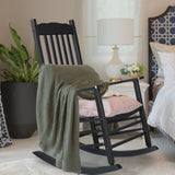 68.5*86*115CM Square Wooden Rocking Chair Wavy Backboard Black 40856754