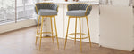 ZUN Swivel Counter Height Bar Stools Set of 2,31.5"Bar Height Stools with Hand-Woven Backrest & Gold N762P216979E