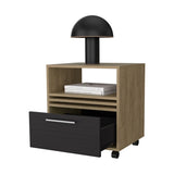 Saxon Nightstand with a Drawer and Open Storage, Natural Oak B128P263722