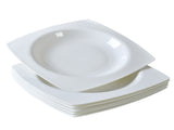 9.25 Inch Square Pasta Bowls Set of 6, 17oz White Porcelain Soup Plates, Microwave & Dishwasher Safe 15883057