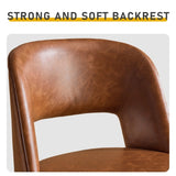 2 Pcs Brown PU Swivel Bar Stools with Open Backrest & Metal Legs 84895321