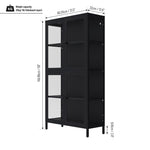 ZUN Four Glass Door Storage Cabinet with Adjustable Shelves and Feet Cold-Rolled Steel Sideboard W1673106108