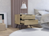 Light Oak 2-Drawer Rectangle Nightstand B06280317