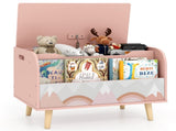 2-in-1 Kids Toy Storage Organizer with Bookshelf, 59.6940.6443.18 cm Pine Wood Toy Chest for 3 55052657