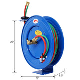Welding Hose Reel Retractable 1/4 Inch x 50Foot Twin Oxygen Acetylene Rubber Hoses STD Duty Max W465140589