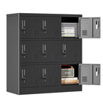 ZUN 9-Door Employee Storage Locker, Metal Lockers for Office, Gym, School, and Homewith Card Slot T2398P205947