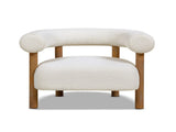 Fuji 37" Mid Century Modern Barrel Accent Arm Chair, Ivory White Boucle B2719P238263