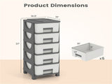 5-Drawer PP Storage Cabinet Vertical Slim Organizer for Bedroom Bathroom Office 70527350