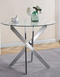 ZUN Dining Table with cross metal leg and tempered glass,Modern Space Saving Kitchen Table for Living 36989870