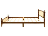Queen Pine wooden Bed with Rattan Headboard and Footboard, with Central Enhanced Bed Platform,Walnut W504P269833