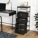 4-Drawer Fabric Storage Cabinet - Removable Foldable Drawers, Industrial Wood Top, Metal Frame with 35054697