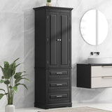 Tall Storage Cabinet with Three Drawers for Bathroom/Office, Black WF299282AAB