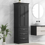 ZUN Tall Storage Cabinet with Three Drawers for Bathroom/Office, Black WF299282AAB