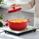 Cast iron 5QT cooking pot - Gradient red - Includes two silicone gloves - Enamel pot 72490556