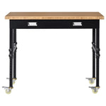 ZUN 47" Garage Work Bench with Drawer and Wheels, Height Adjustable Legs, Bamboo Tabletop Workstation 15187669