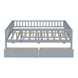 Full Size Daybed Wood Bed with Two Drawers, Gray WF301868AAE