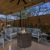 Wicker Fire Pit Column with Glass Wind Guard 56659586
