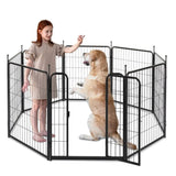 ZUN Dog Playpen Pet Dog Fence, 32" Height 8 Panels Metal Dog Pen, Outdoor Exercise Pen with Door for RV, 30119568