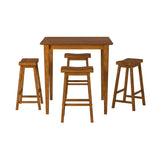 ZUN Casual Dining 29-inch Bar Height Stools 2pc Set Saddle Seat Solid Wood Oak Finish Home Furniture B01151973