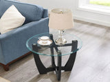 23.5 inch round glass table, black round table center table with glass top, small W487P317840