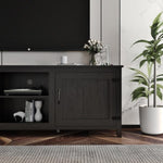 ZUN TV Stand Storage Media Console Entertainment Center,Tradition Black,with doors 49245546