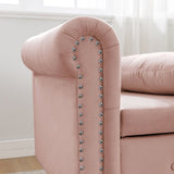 Pink Chaise Lounge Indoor,Velvet Lounge Chair for Bedroom with Storage & Pillow,Modern Upholstered W1170105037