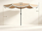 10 ft Boho Patio Umbrella with Tassel Fringe, 30&deg Tilt Outdoor Market Umbrella with Crank & Vent, 80711897