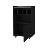 FM FURNITURE Crozier Bart Cart, with 1 shelf, 1 door and four built-in wine rack,black B128P321057