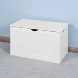 White Lift Top Entryway Storage Cabinet with 2 Safety Hinge, Wooden Toy Box W40914887