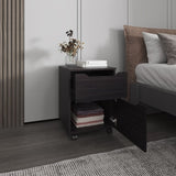 FM FURNITURE Newriver Nightstand with 1 Door and 1 Drawer , Wengue B128P301387